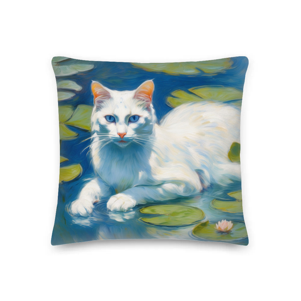 PugMug Custom White Companion Cat Premium Pillow