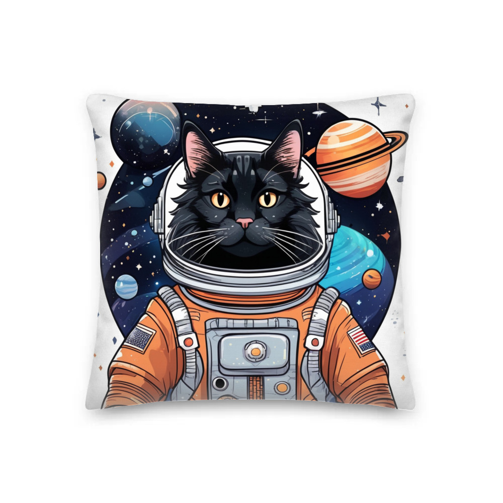 PugMug Custom Black Maine Coon Cat Premium Pillow