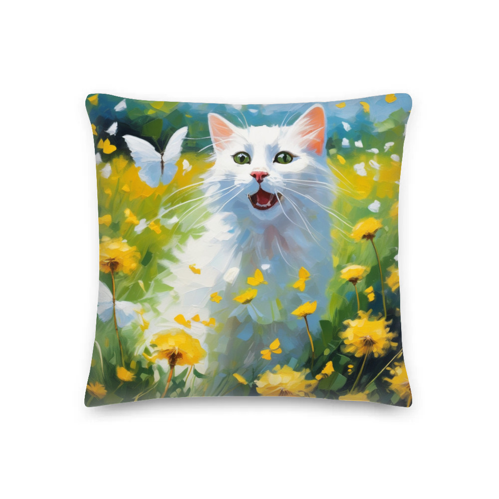 PugMug Custom White Companion Cat Premium Pillow