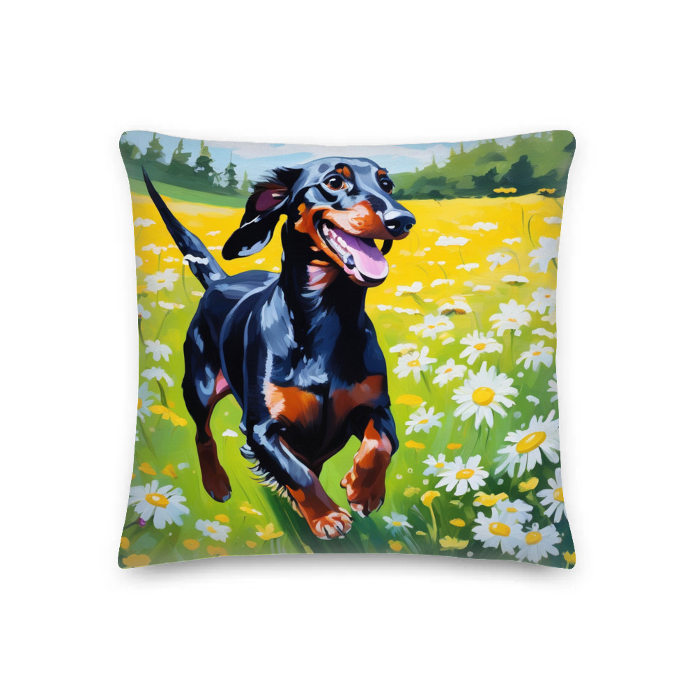 PugMug Custom Black Dachshund Premium Pillow