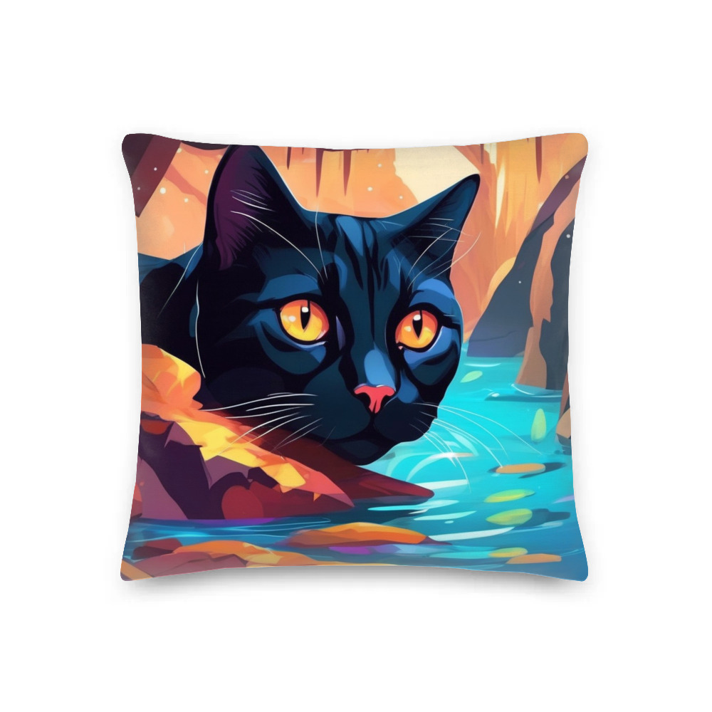 PugMug Custom Black American Shorthair Cat Premium Pillow