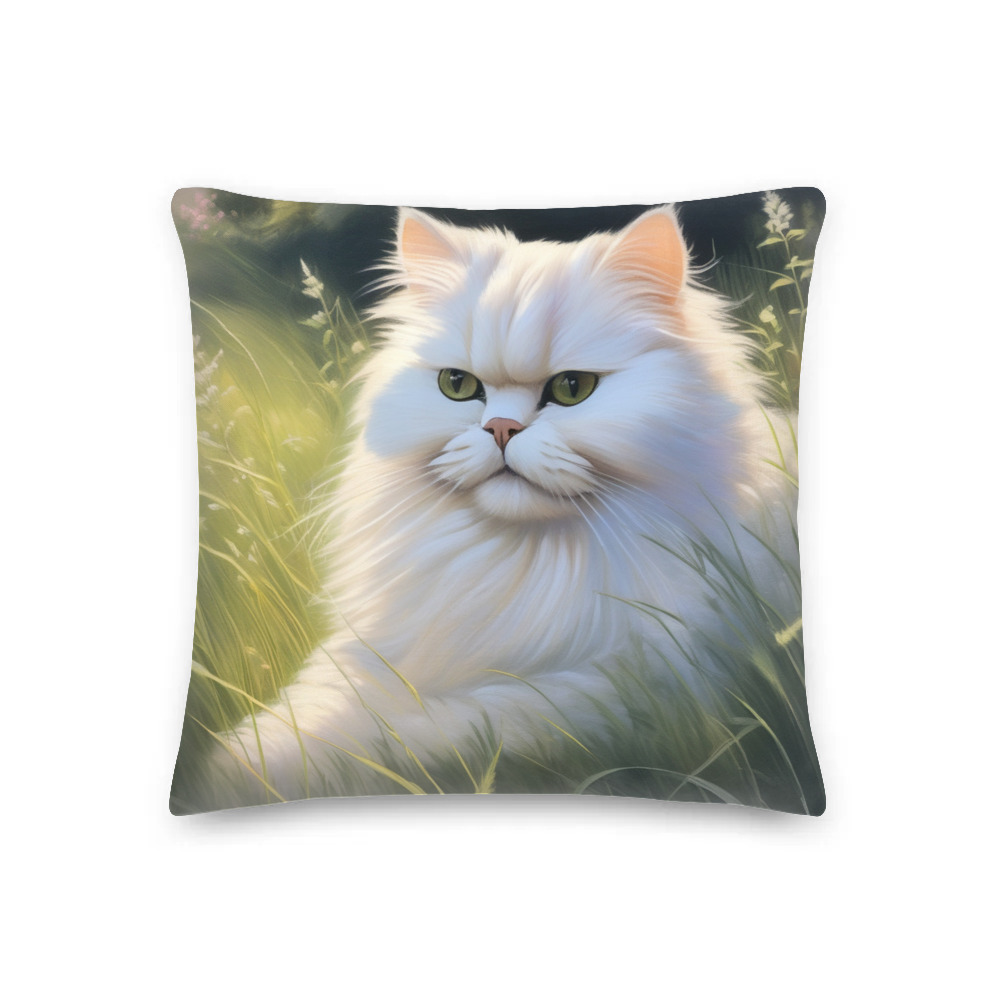 PugMug Custom White Persian Cat Premium Pillow