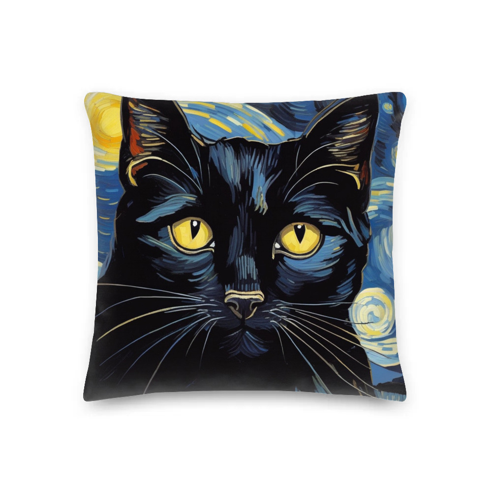 PugMug Custom Black Companion Cat Premium Pillow