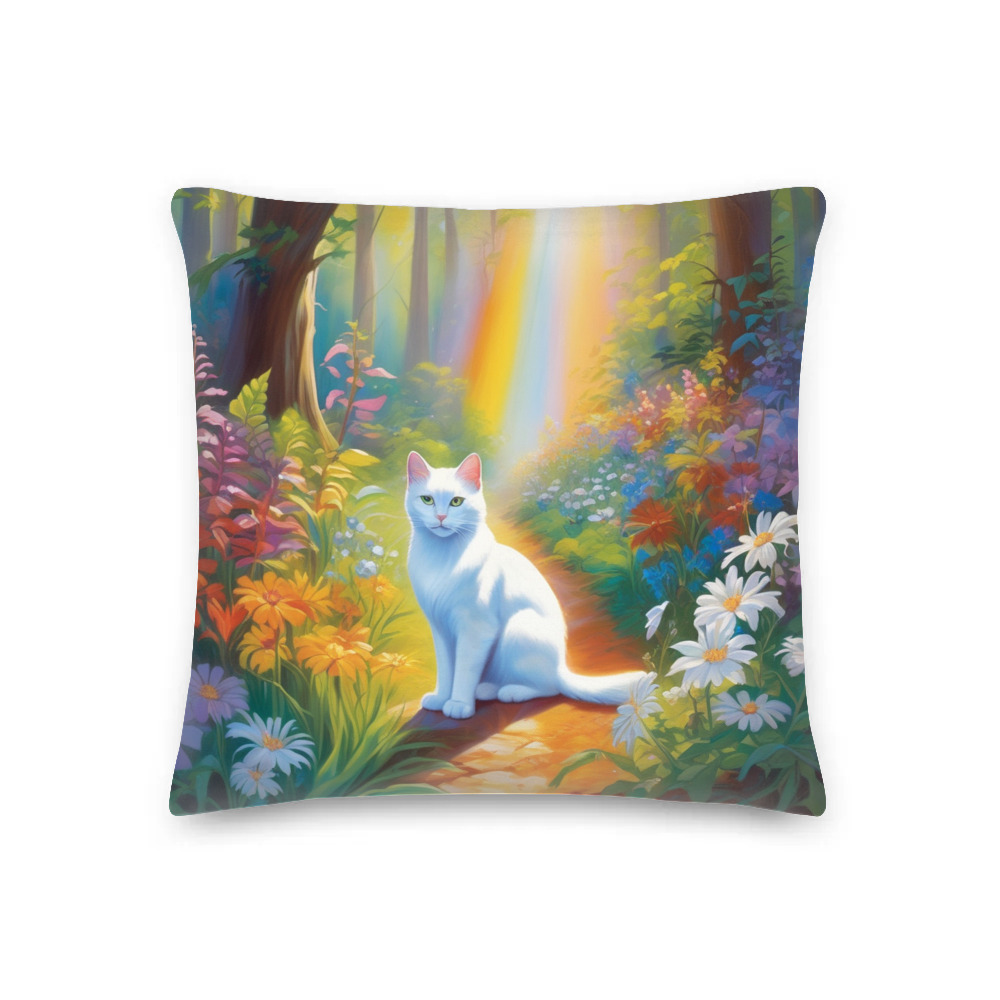 PugMug Custom White Companion Cat Premium Pillow