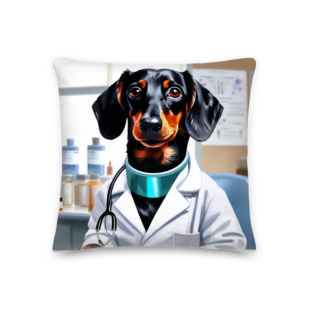 PugMug Custom Black Dachshund Premium Pillow