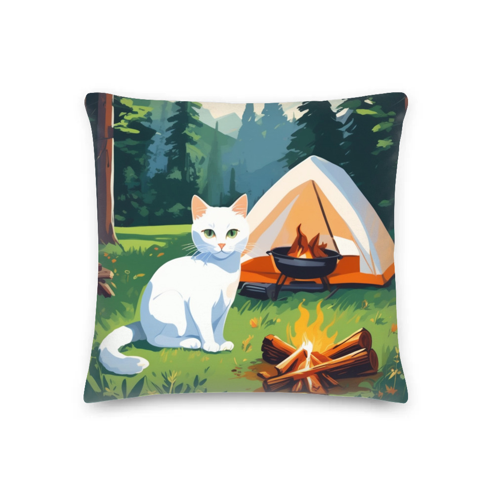 PugMug Custom White Companion Cat Premium Pillow