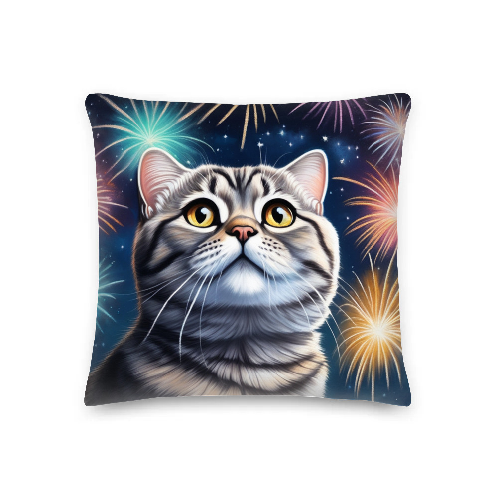 PugMug Custom Tabby Scottish Fold Cat Premium Pillow