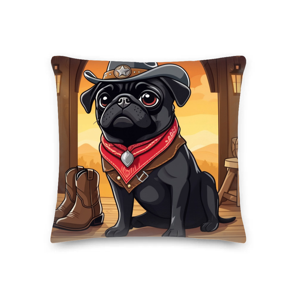 PugMug Custom Black Pug Premium Pillow