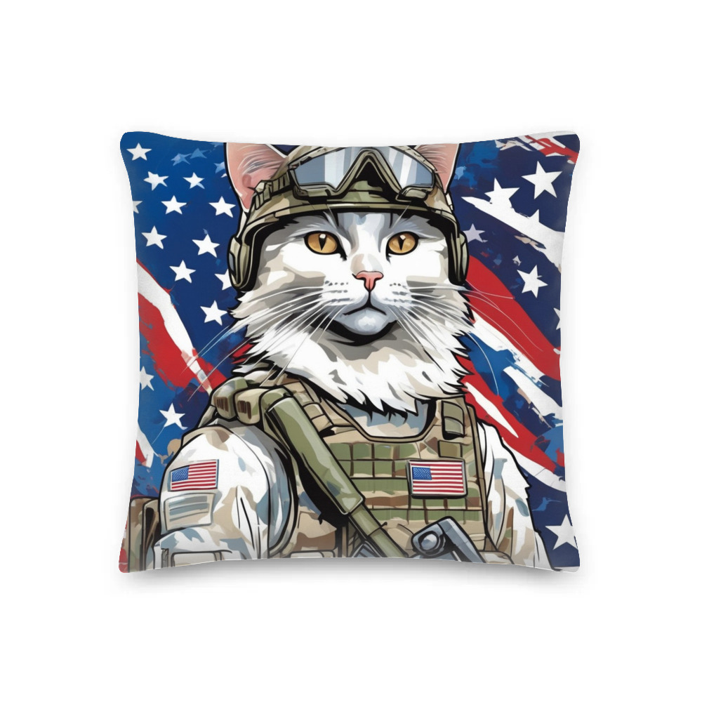 PugMug Custom White Companion Cat Premium Pillow