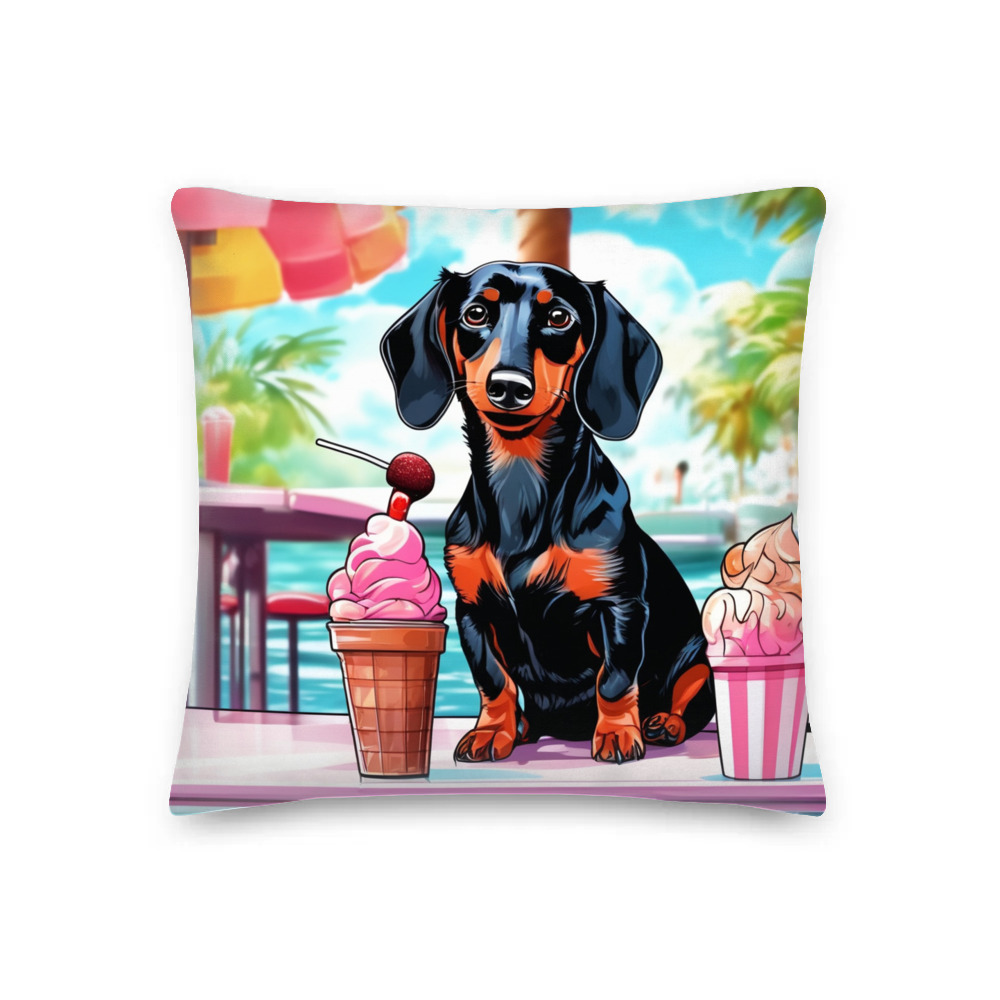 PugMug Custom Black Dachshund Premium Pillow