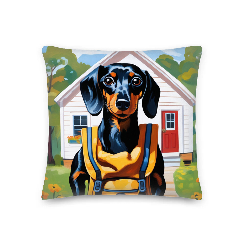 PugMug Custom Black Dachshund Premium Pillow