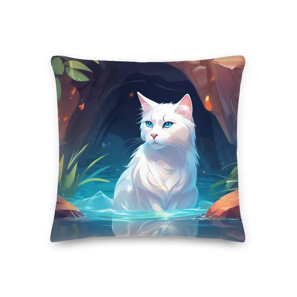 PugMug Custom White Companion Cat Premium Pillow