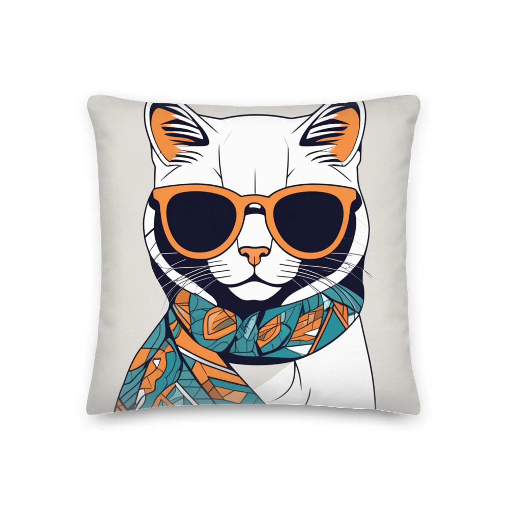 PugMug Custom White Exotic Cat Premium Pillow