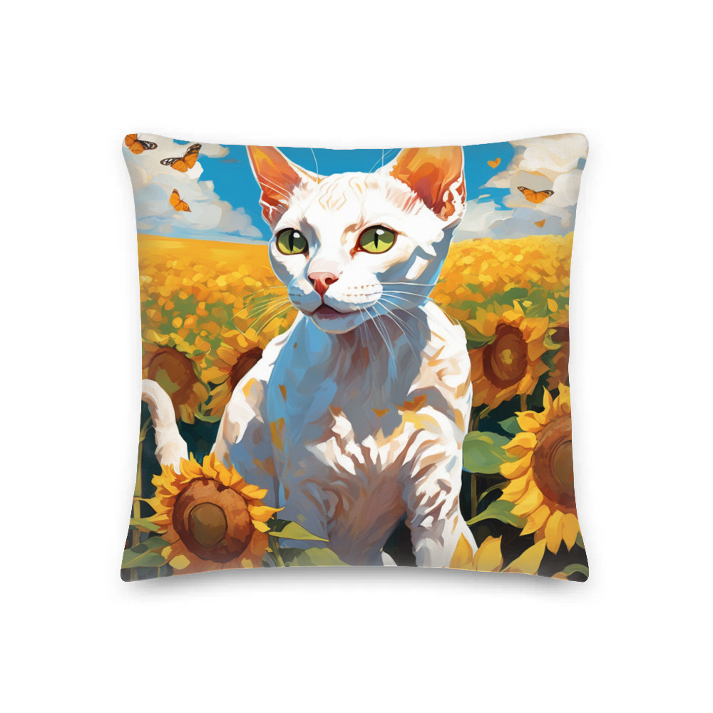 PugMug Custom White Devon Rex Cat Premium Pillow