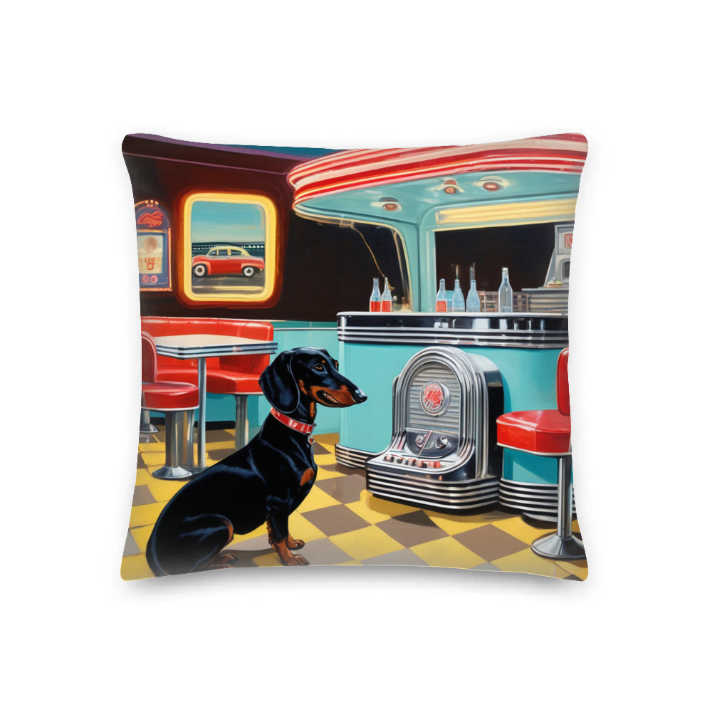 PugMug Custom Black Dachshund Premium Pillow