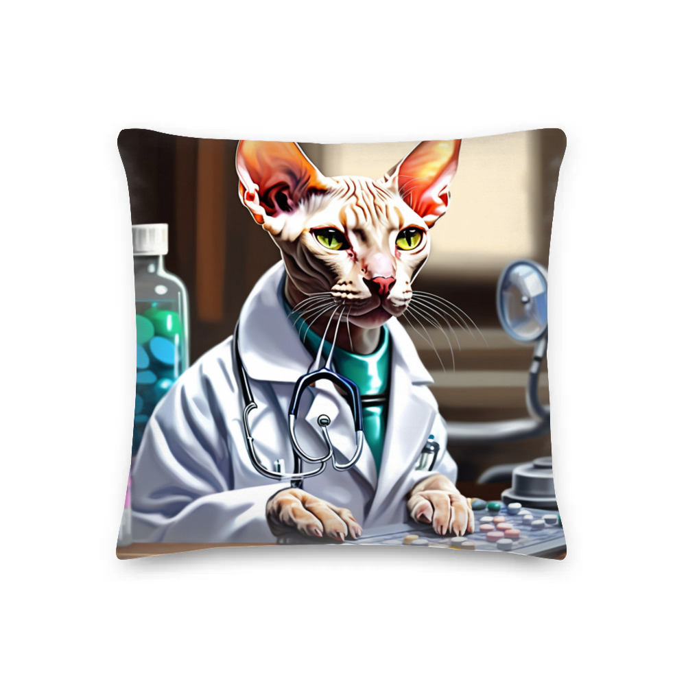 PugMug Custom Tabby Sphynx Cat Premium Pillow
