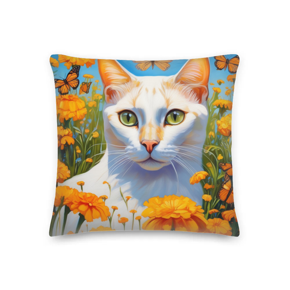 PugMug Custom White Abyssinian Cat Premium Pillow
