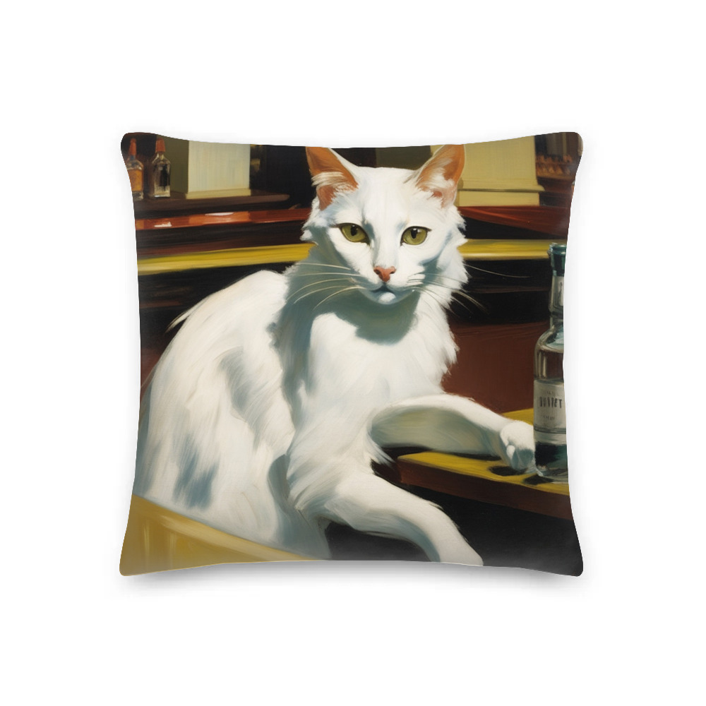 PugMug Custom White Companion Cat Premium Pillow