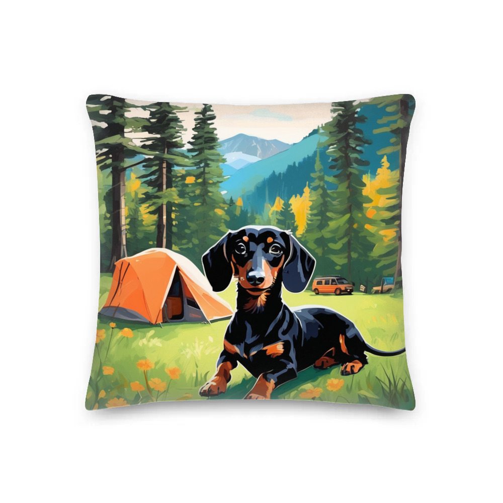 PugMug Custom Black Dachshund Premium Pillow