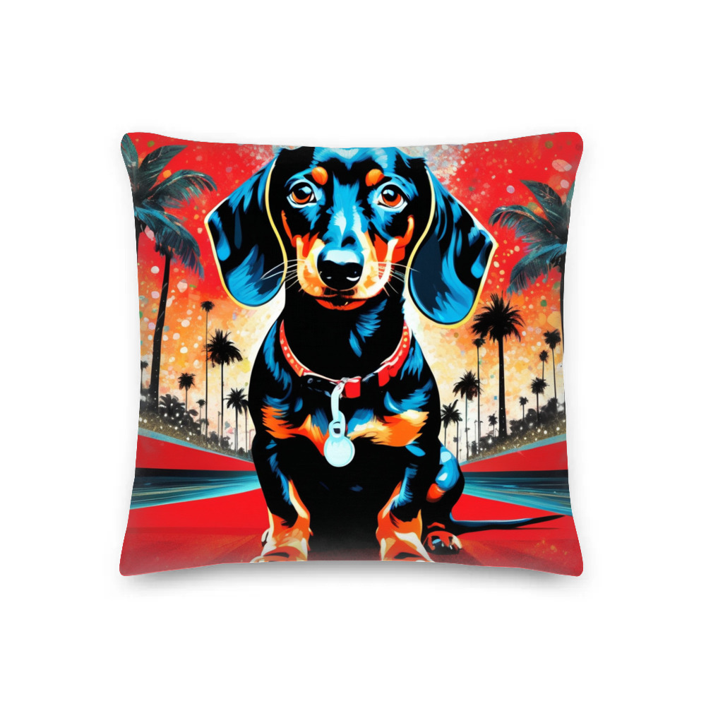 PugMug Custom Black Dachshund Premium Pillow