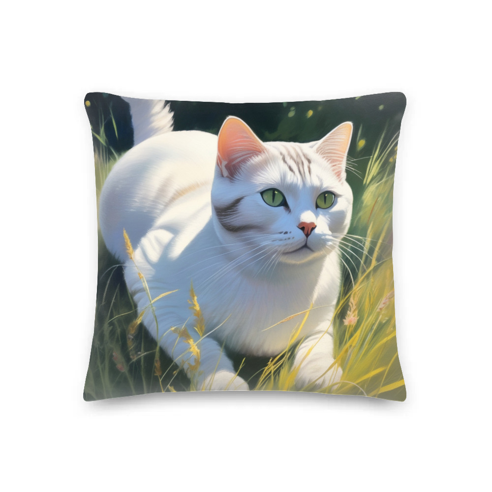 PugMug Custom White American Shorthair Cat Premium Pillow