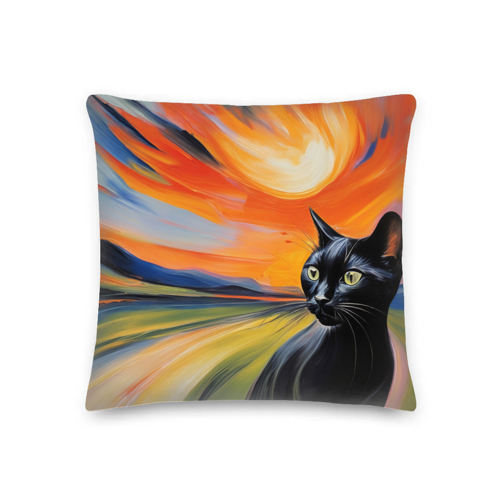 PugMug Custom Black Exotic Cat Premium Pillow