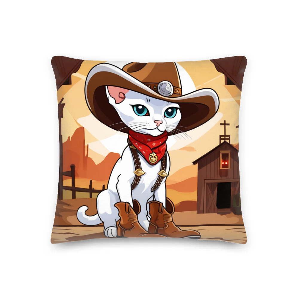 PugMug Custom White Devon Rex Cat Premium Pillow