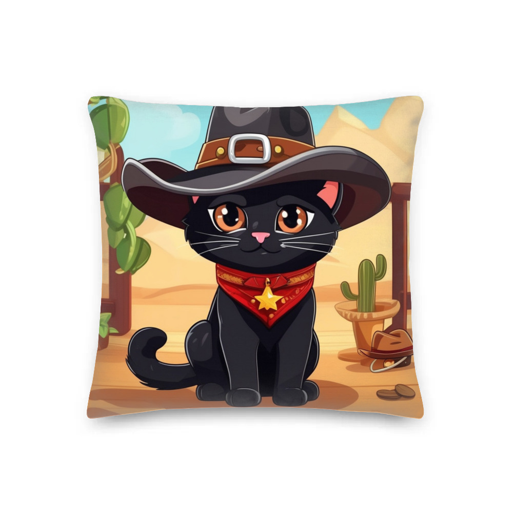 PugMug Custom Black Exotic Cat Premium Pillow