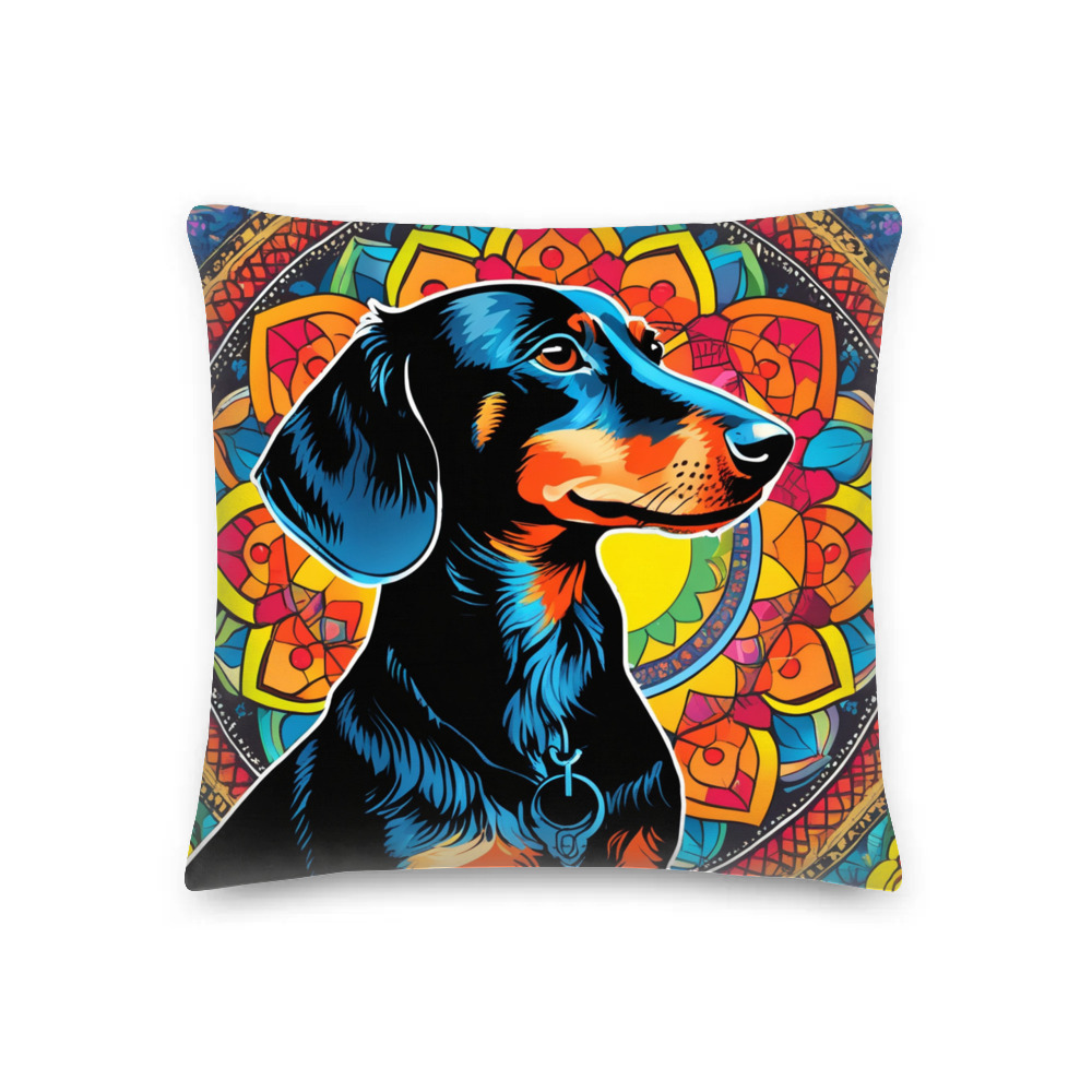 PugMug Custom Black Dachshund Premium Pillow