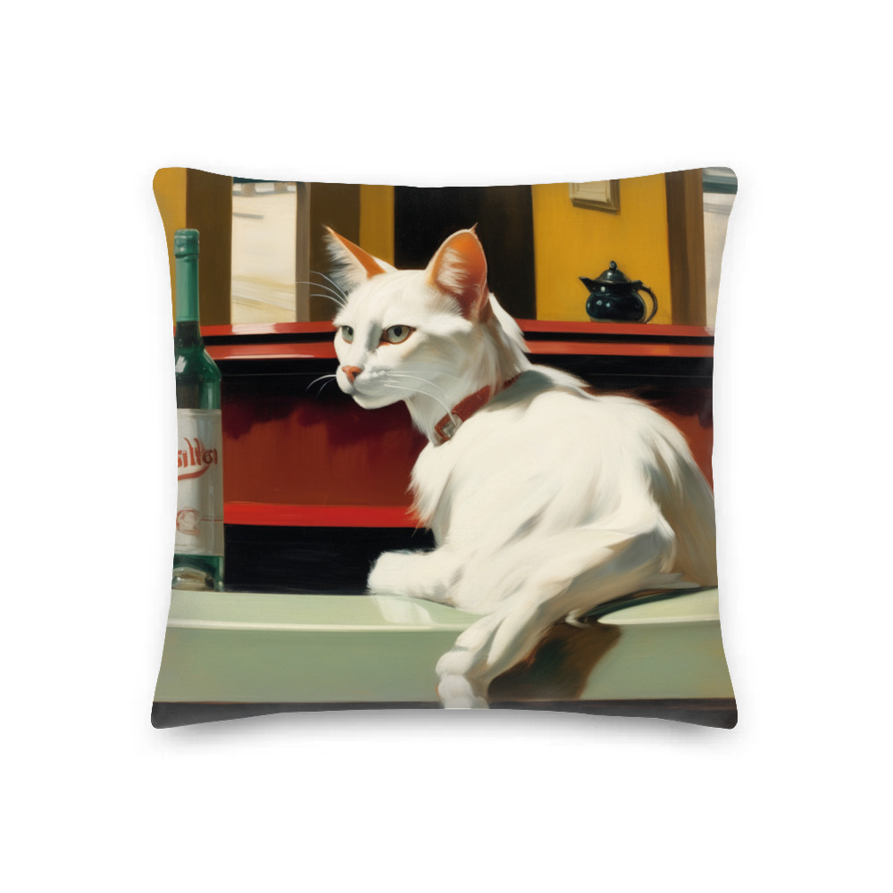 PugMug Custom White Companion Cat Premium Pillow
