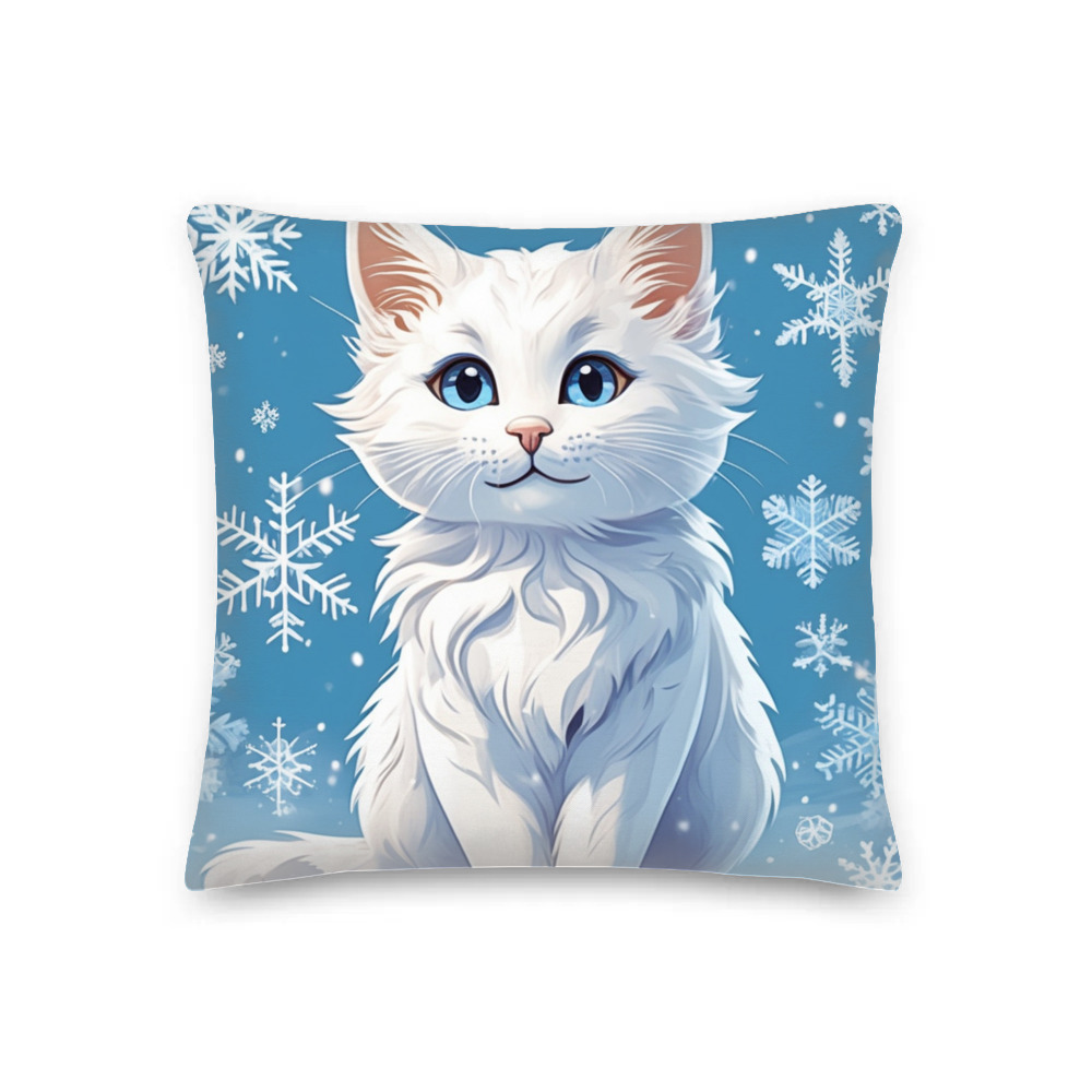 PugMug Custom White Companion Cat Premium Pillow