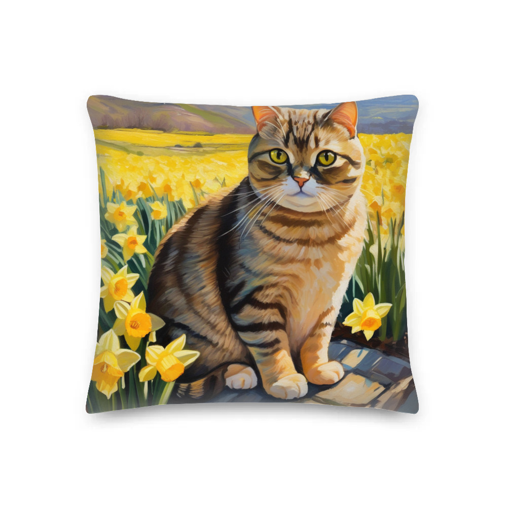 PugMug Custom Tabby Scottish Fold Cat Premium Pillow