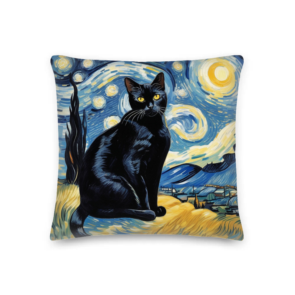 PugMug Custom Black American Shorthair Cat Premium Pillow