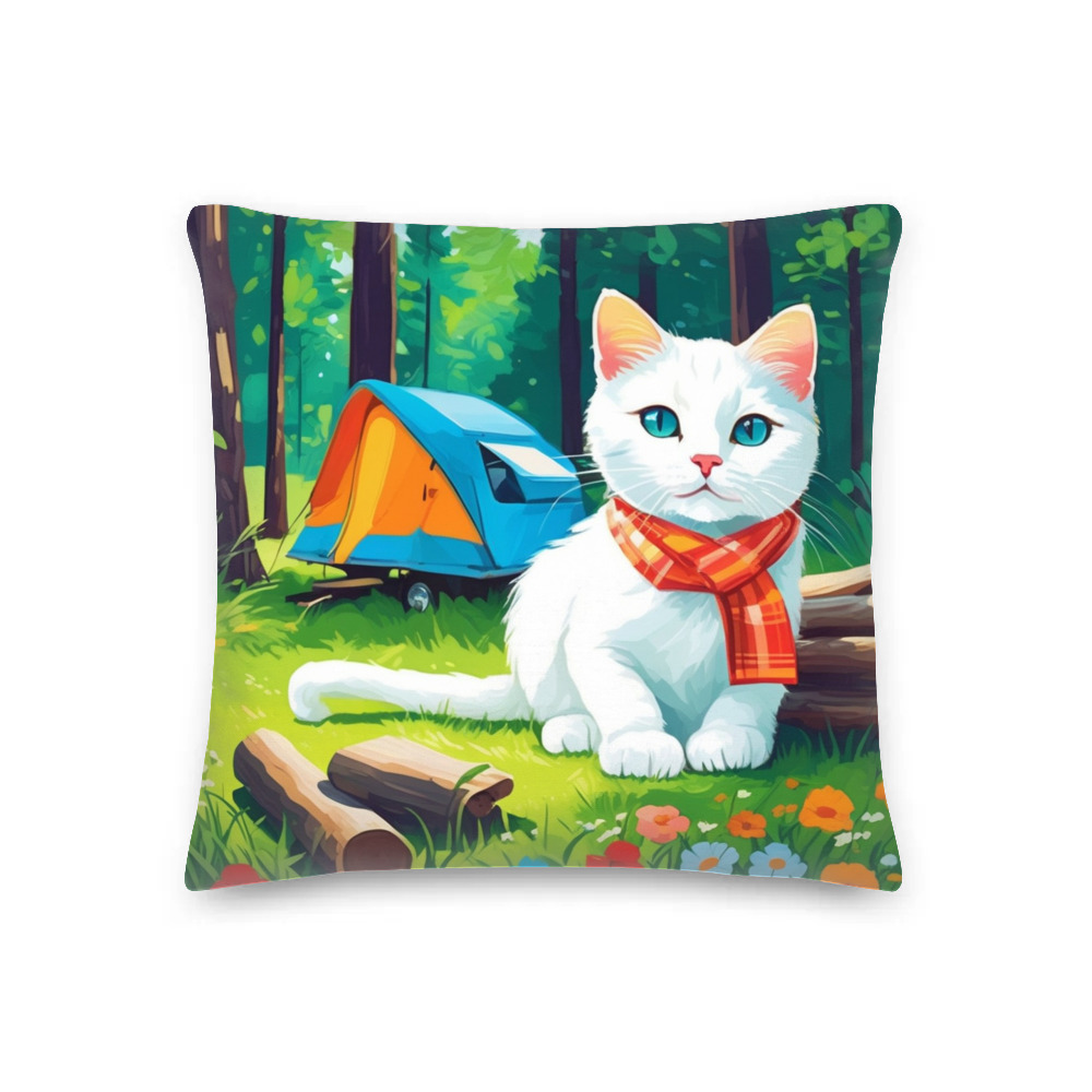 PugMug Custom White Companion Cat Premium Pillow