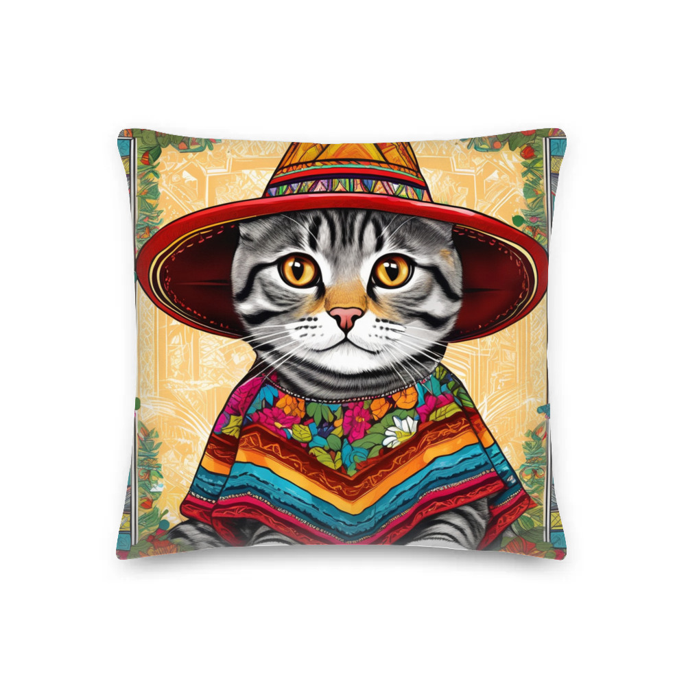 PugMug Custom Tabby Scottish Fold Cat Premium Pillow