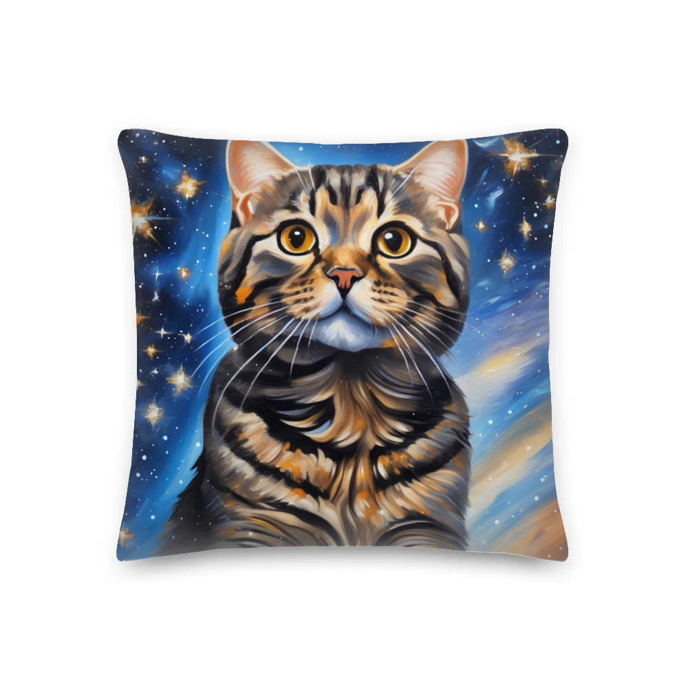 PugMug Custom Tabby Scottish Fold Cat Premium Pillow