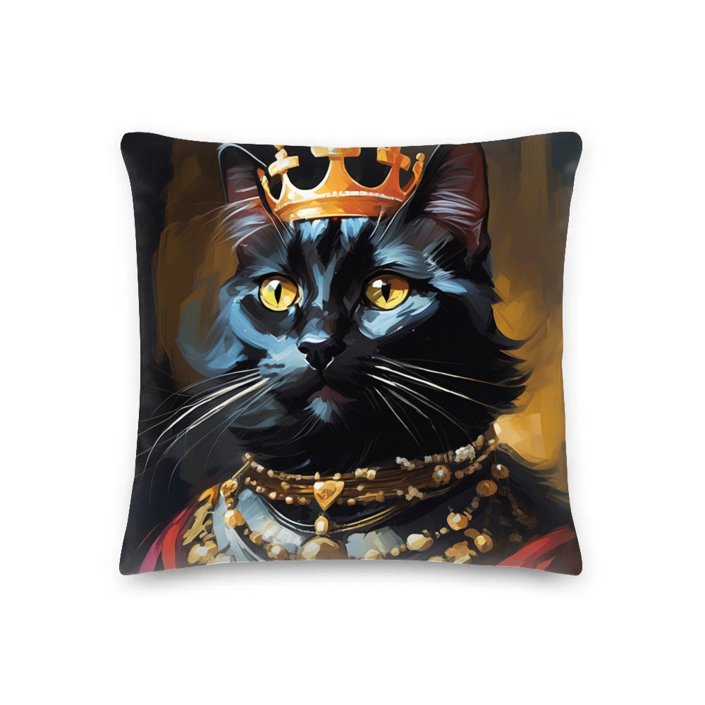 PugMug Custom Black Companion Cat Premium Pillow