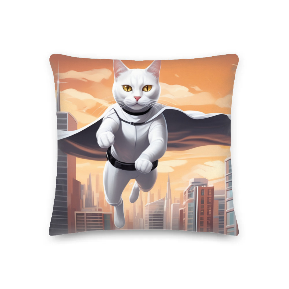 PugMug Custom White Companion Cat Premium Pillow