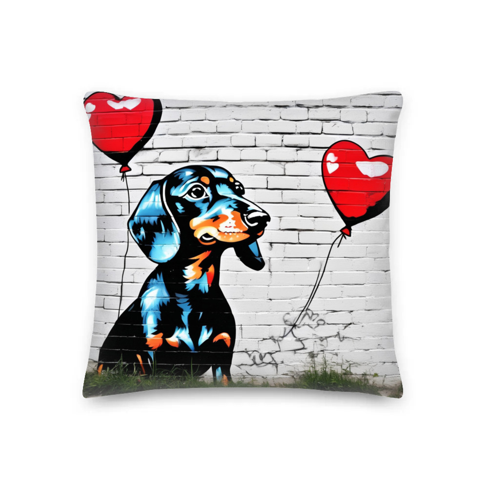 PugMug Custom Black Dachshund Premium Pillow