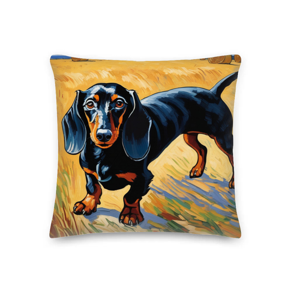 PugMug Custom Black Dachshund Premium Pillow