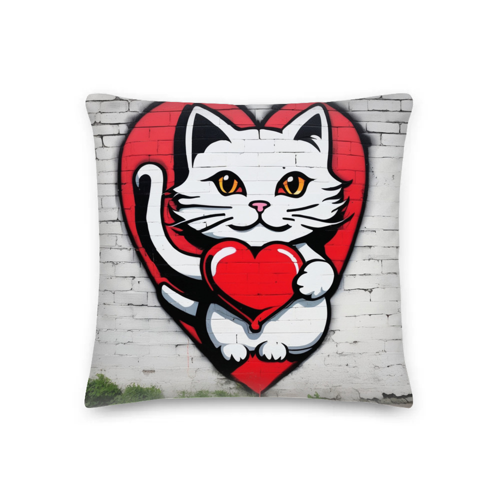 PugMug Custom White Companion Cat Premium Pillow