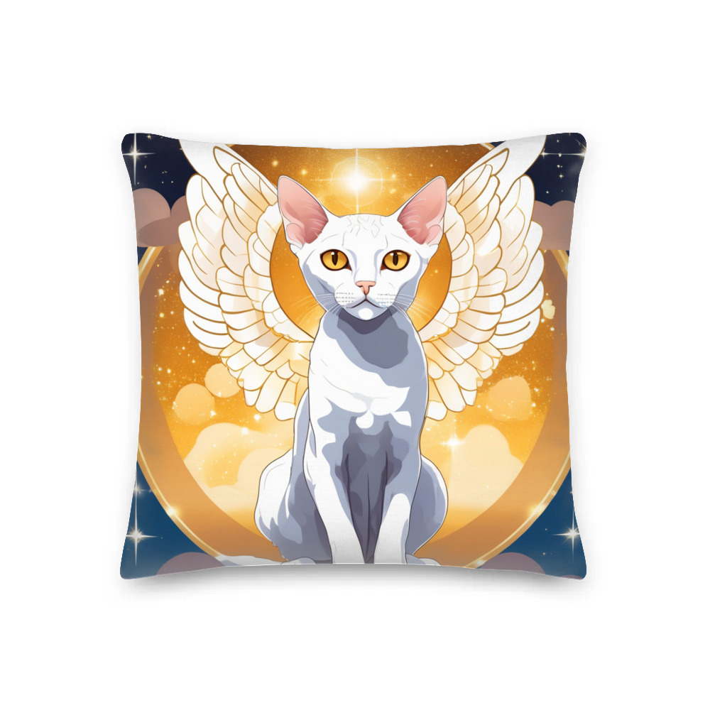 PugMug Custom White Devon Rex Cat Premium Pillow