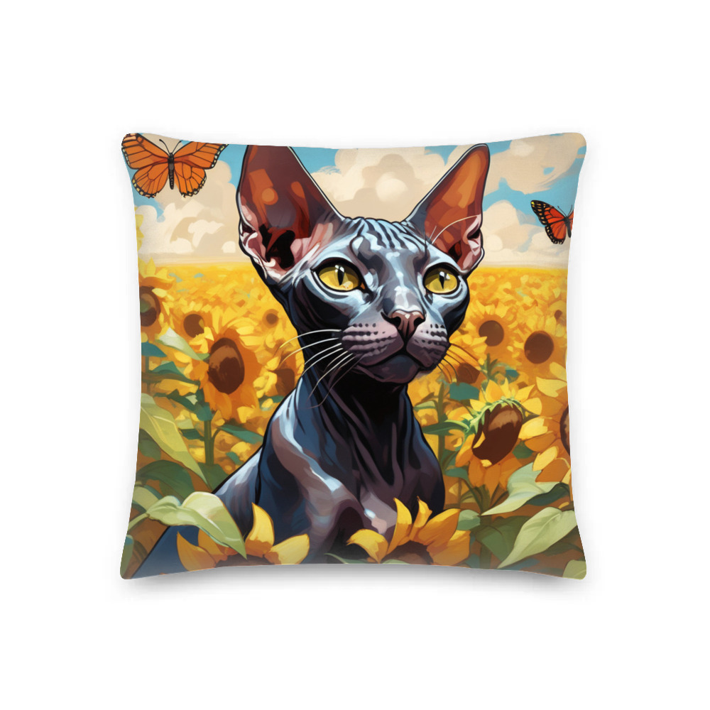 PugMug Custom Black Sphynx Cat Premium Pillow