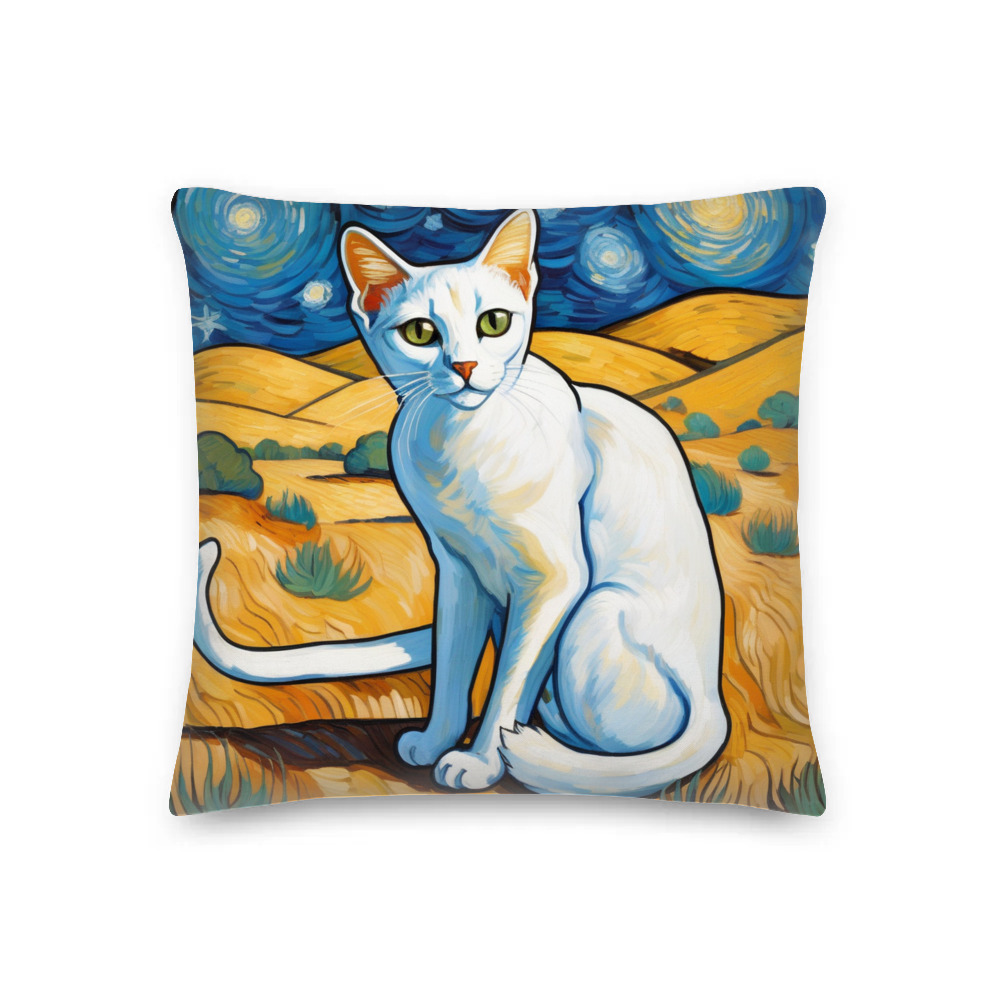 PugMug Custom White Abyssinian Cat Premium Pillow