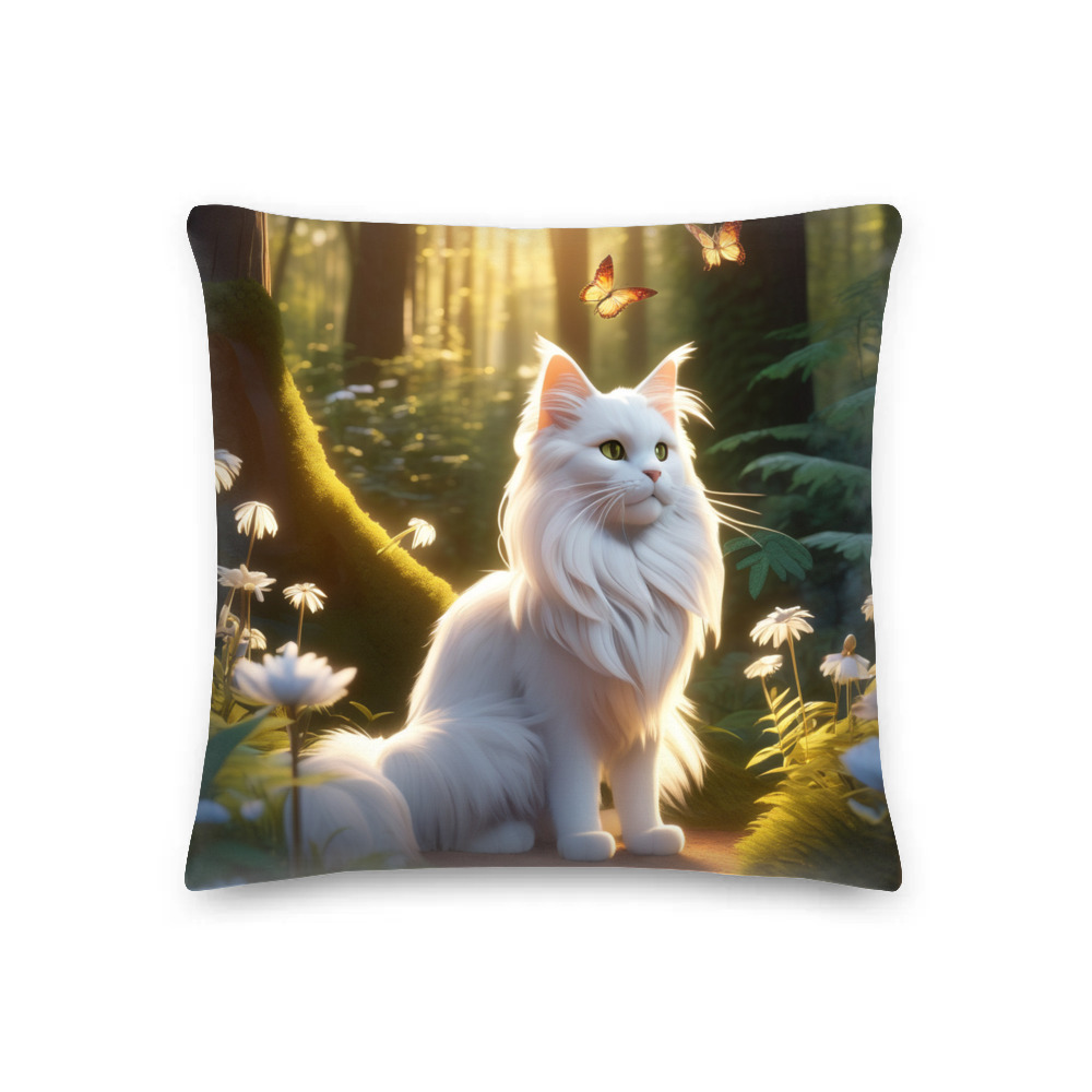 PugMug Custom White Maine Coon Cat Premium Pillow