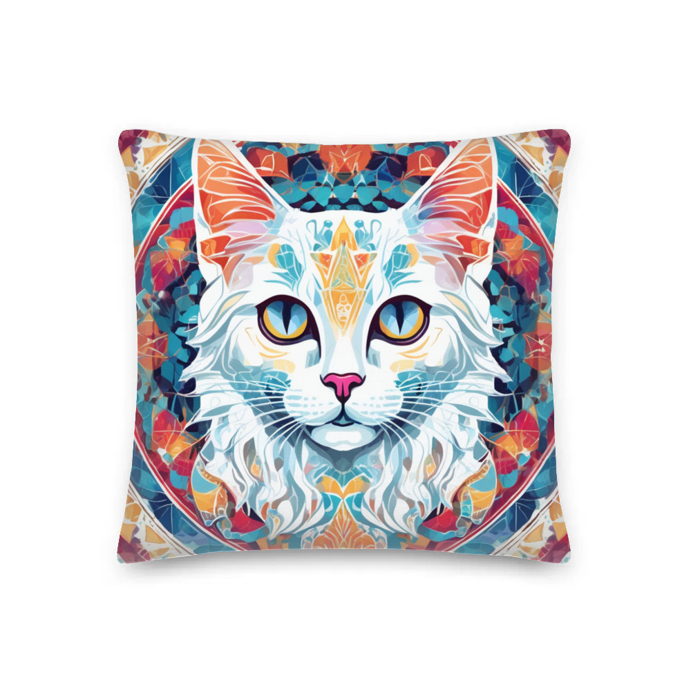 PugMug Custom White Companion Cat Premium Pillow