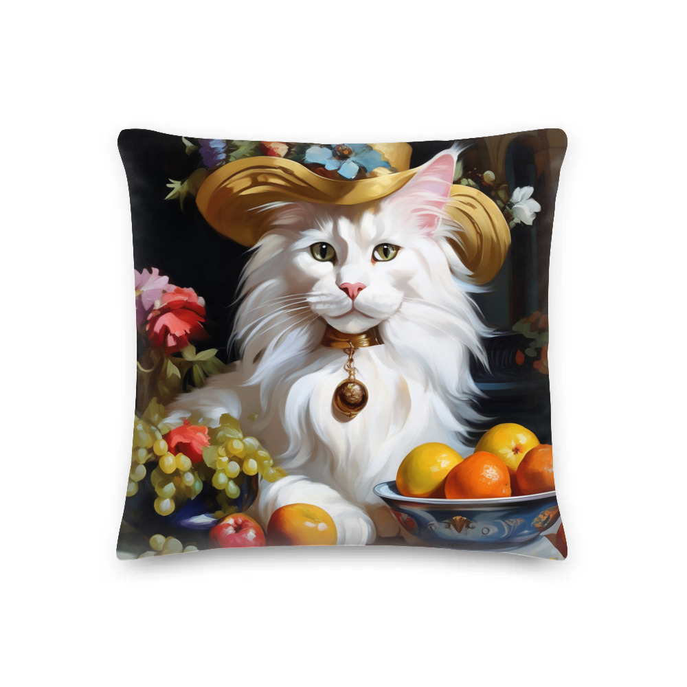 PugMug Custom White Maine Coon Cat Premium Pillow