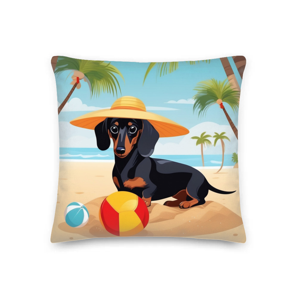 PugMug Custom Black Dachshund Premium Pillow