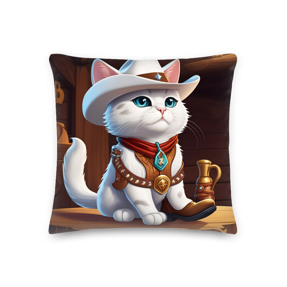 PugMug Custom White Exotic Cat Premium Pillow