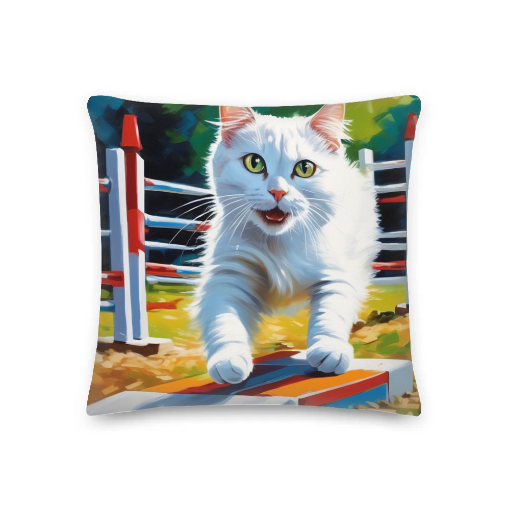 PugMug Custom White Companion Cat Premium Pillow